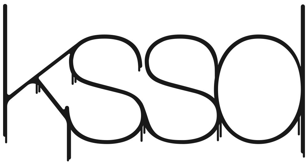 black kissd wordmark on red field